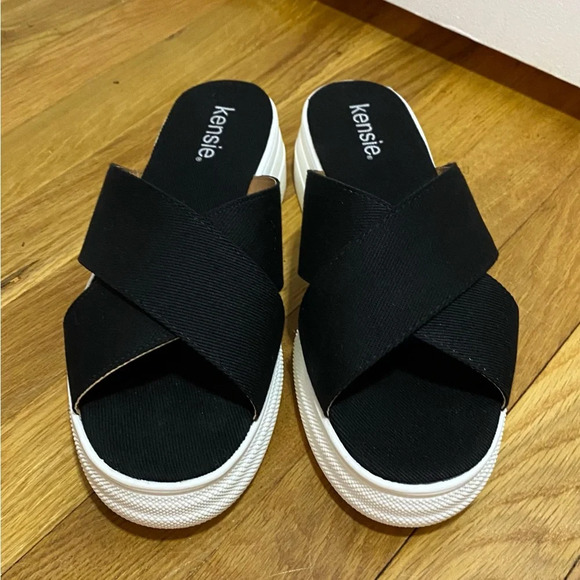 NIB Kensie Rone Platform Sandal Black Size 7.5 - Picture 1 of 8